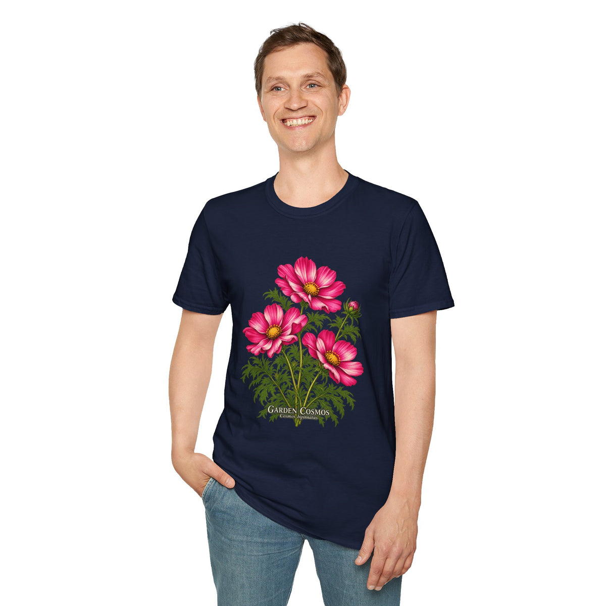 Garden Cosmos Botanical T-Shirt — Pink Field Study