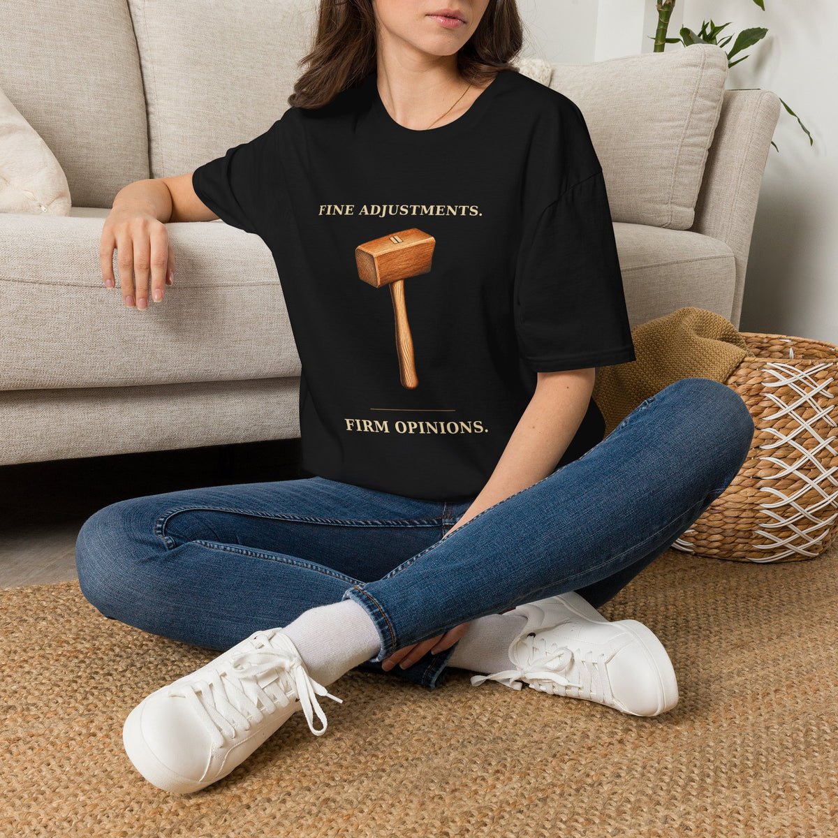 Fine Adjustments Firm Opinions Woodworking Mallet T-Shirt