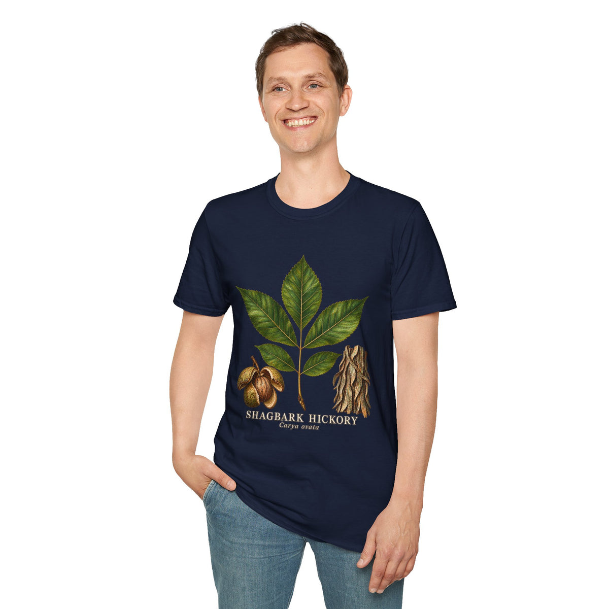 Shagbark Hickory Botanical Study T-Shirt