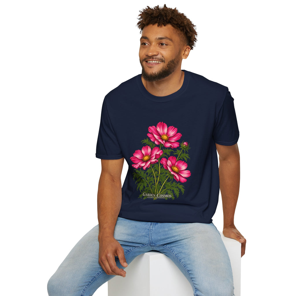 Garden Cosmos Botanical T-Shirt — Pink Field Study