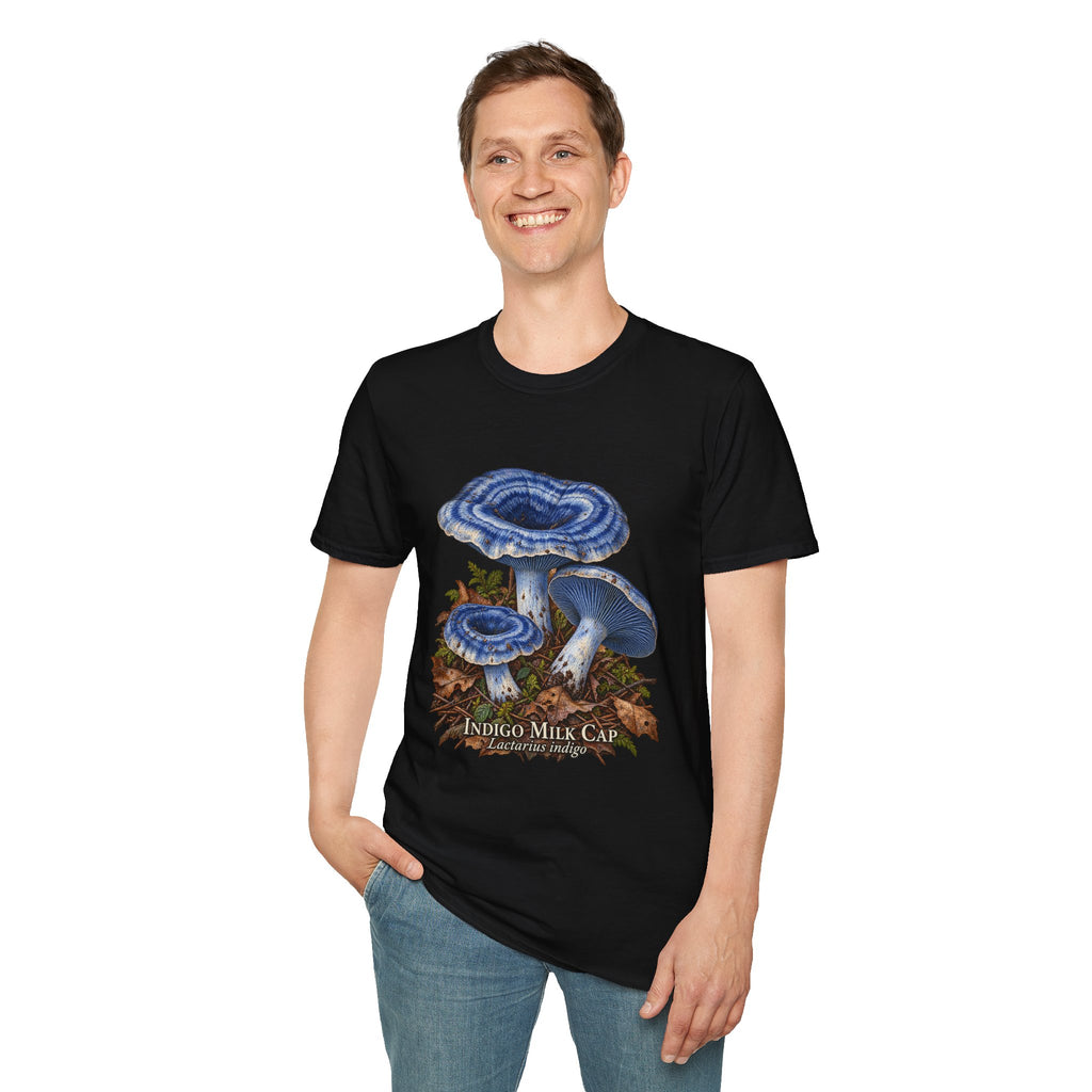 Indigo Milk Cap Mushroom T-Shirt — Woodland Study