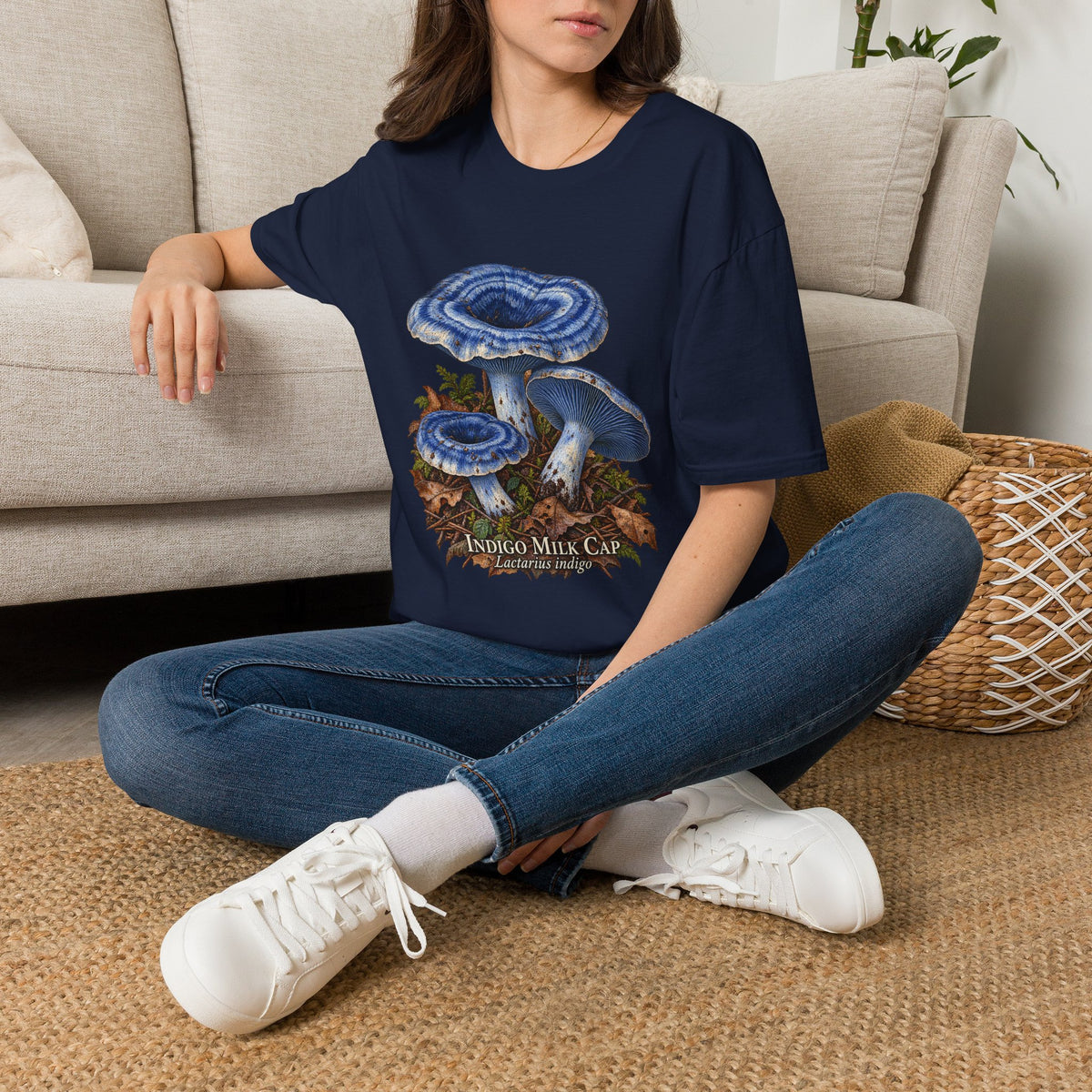 Indigo Milk Cap Mushroom T-Shirt — Woodland Study