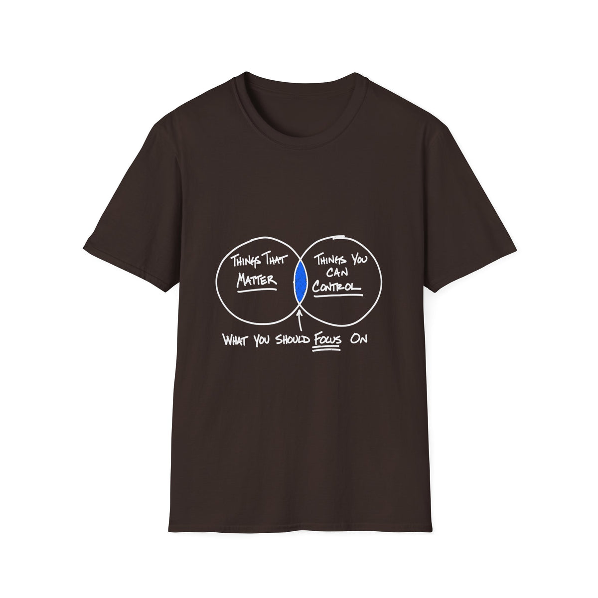 Focus on What Matters Venn Diagram T-Shirt — White Ink
