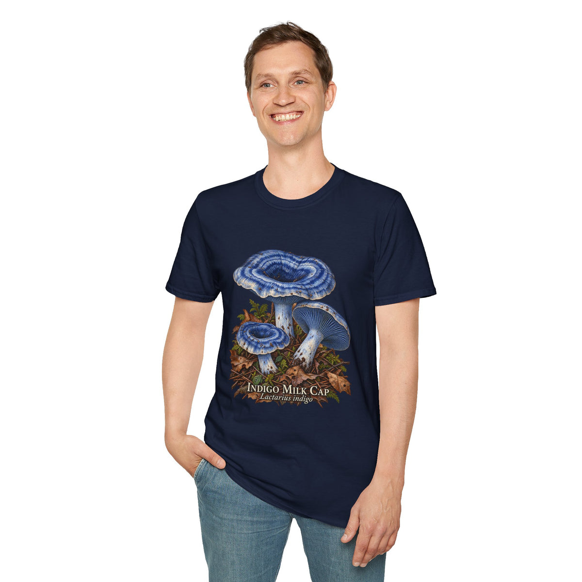 Indigo Milk Cap Mushroom T-Shirt — Woodland Study