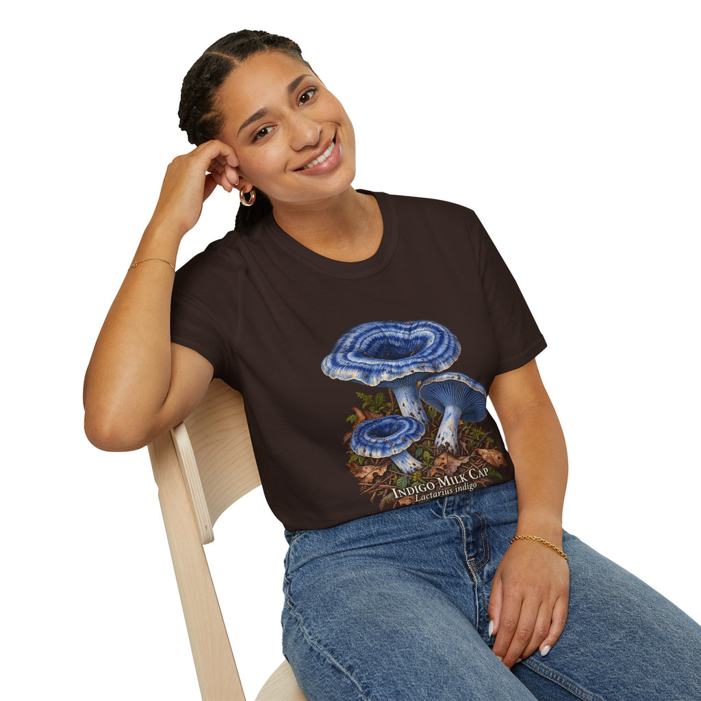 Indigo Milk Cap Mushroom T-Shirt — Woodland Study