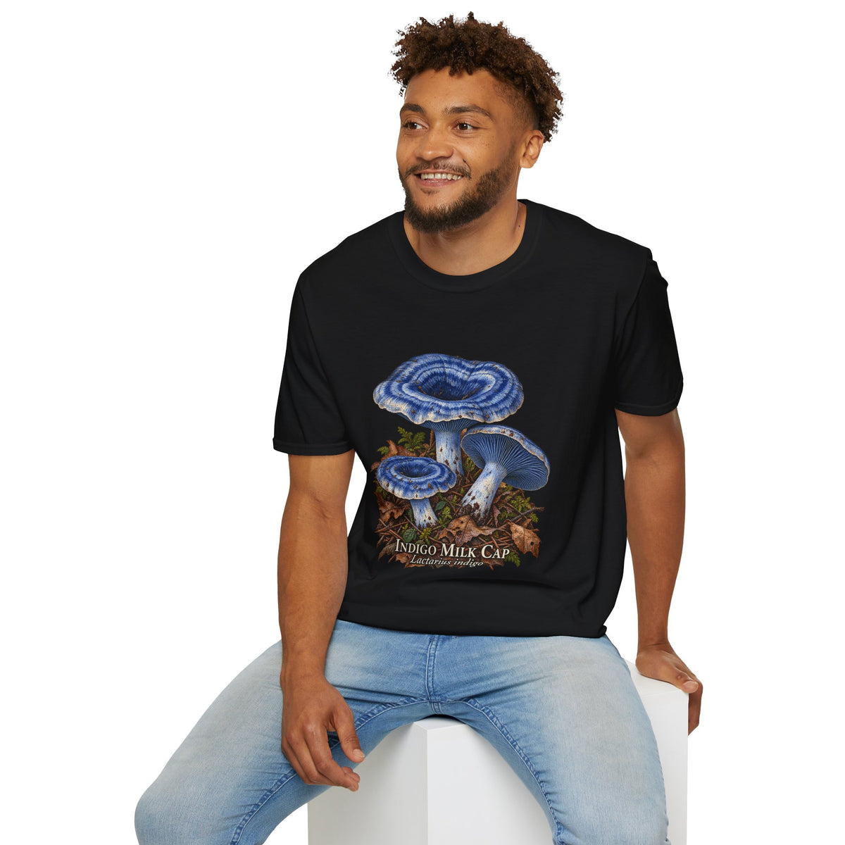 Indigo Milk Cap Mushroom T-Shirt — Woodland Study