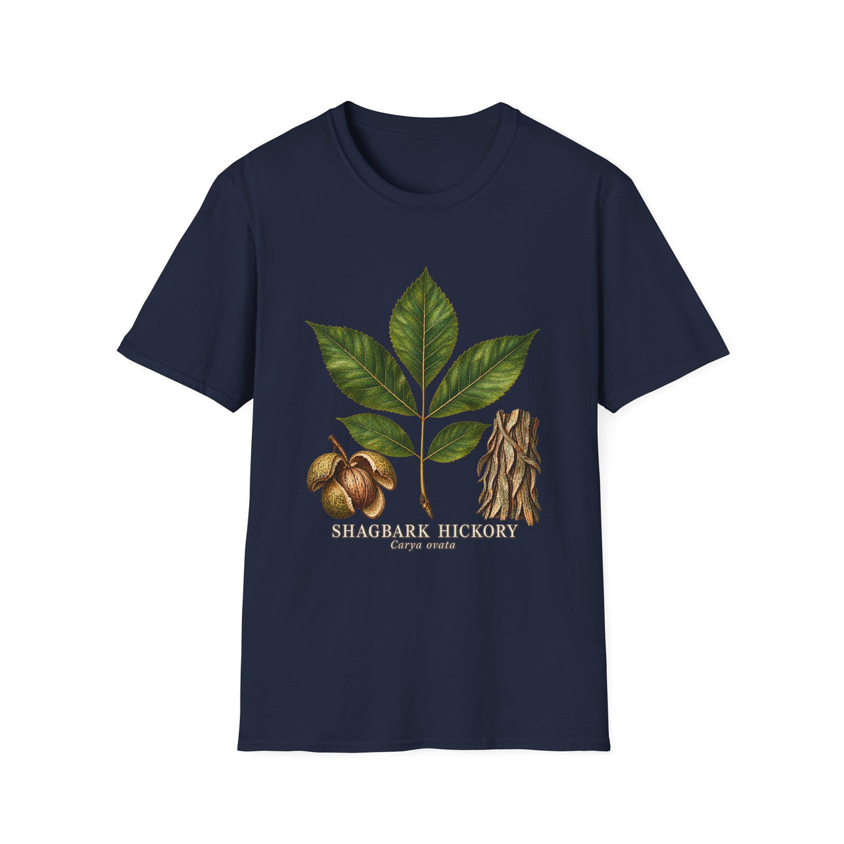 Shagbark Hickory Botanical Study T-Shirt
