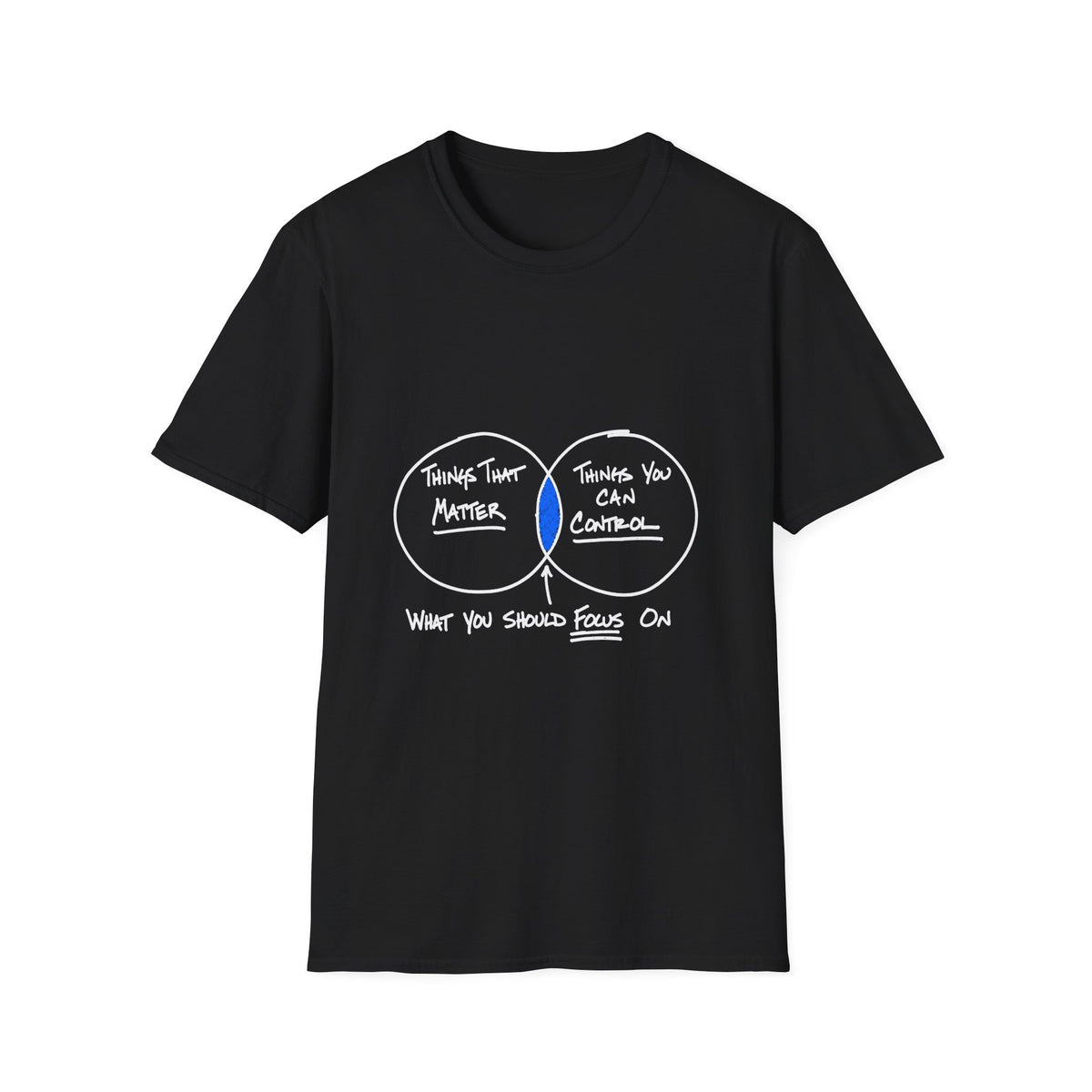 Focus on What Matters Venn Diagram T-Shirt — White Ink