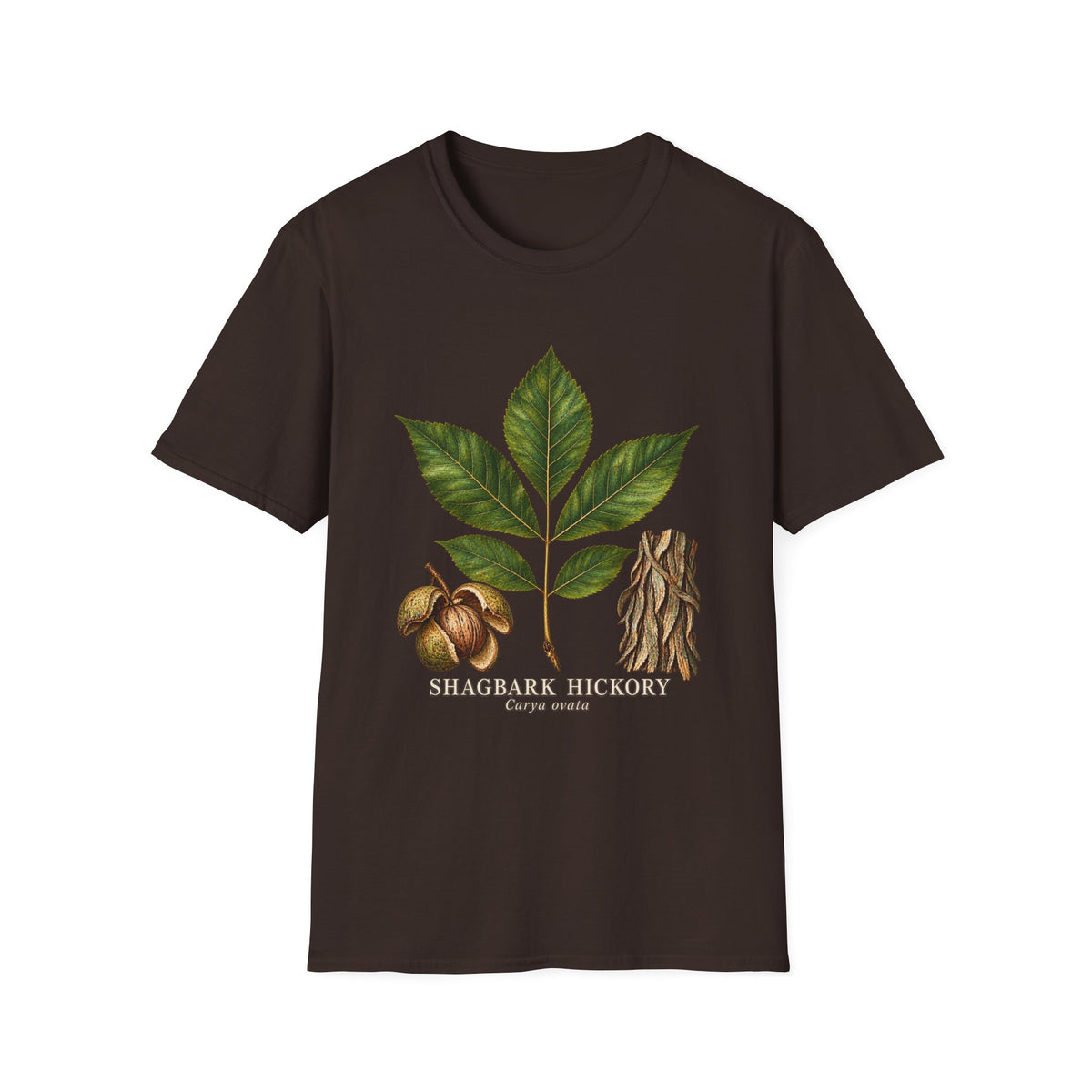 Shagbark Hickory Botanical Study T-Shirt