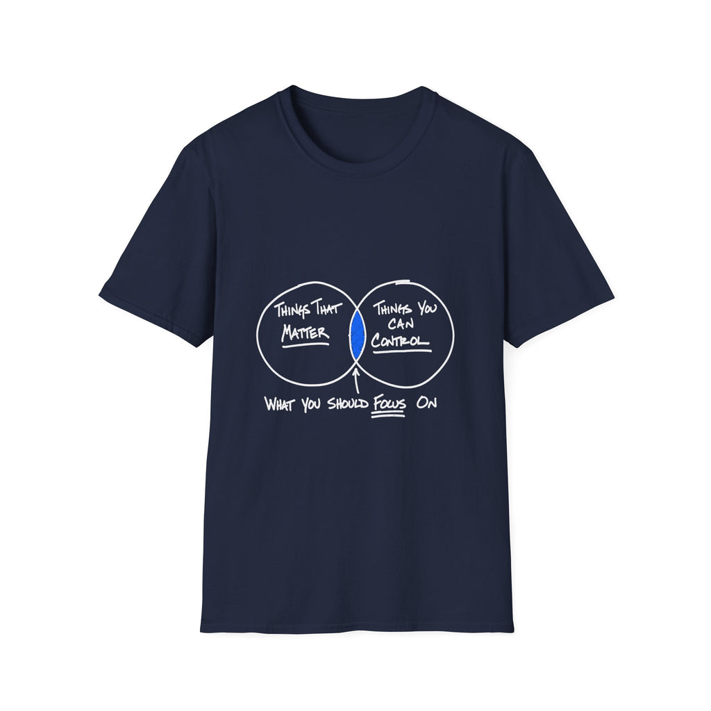 Focus on What Matters Venn Diagram T-Shirt — White Ink