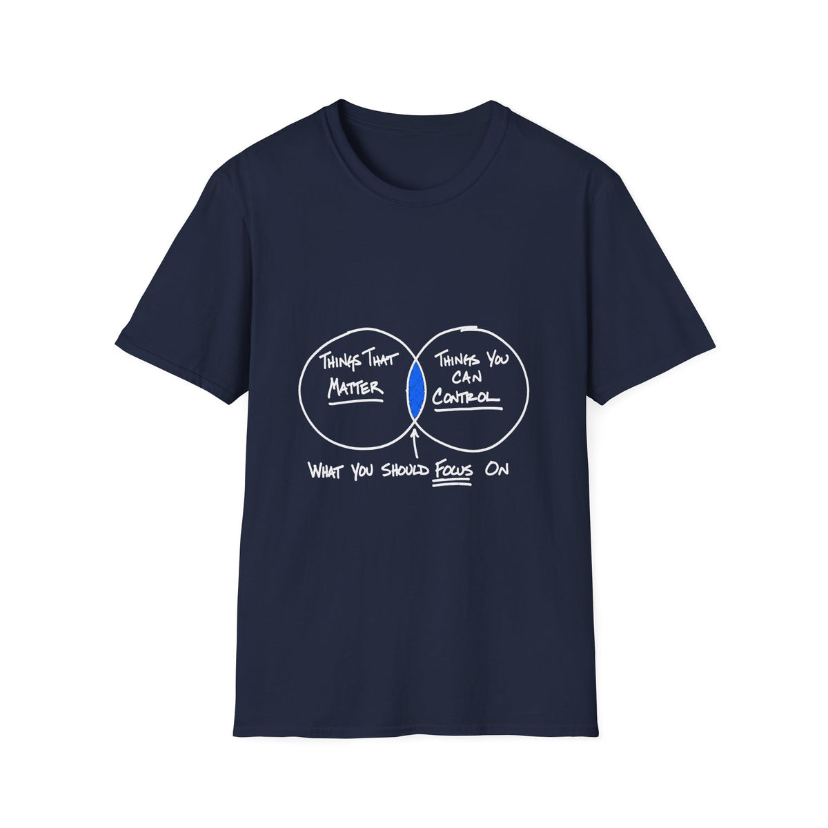 Focus on What Matters Venn Diagram T-Shirt — White Ink