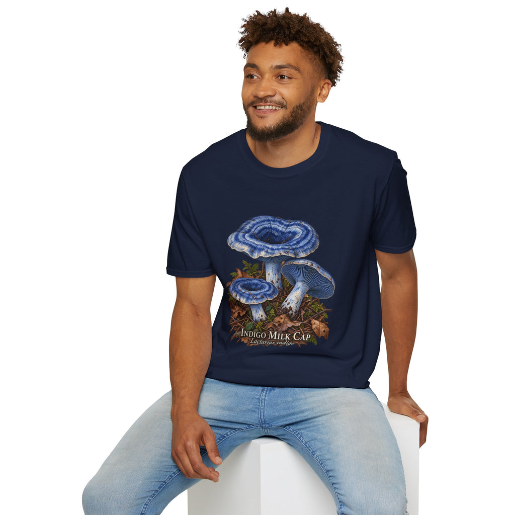 Indigo Milk Cap Mushroom T-Shirt — Woodland Study