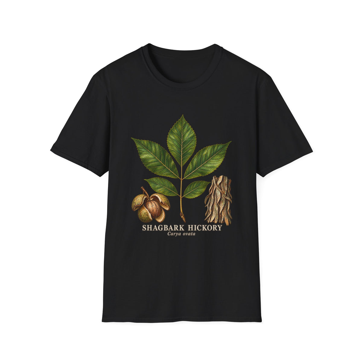 Shagbark Hickory Botanical Study T-Shirt