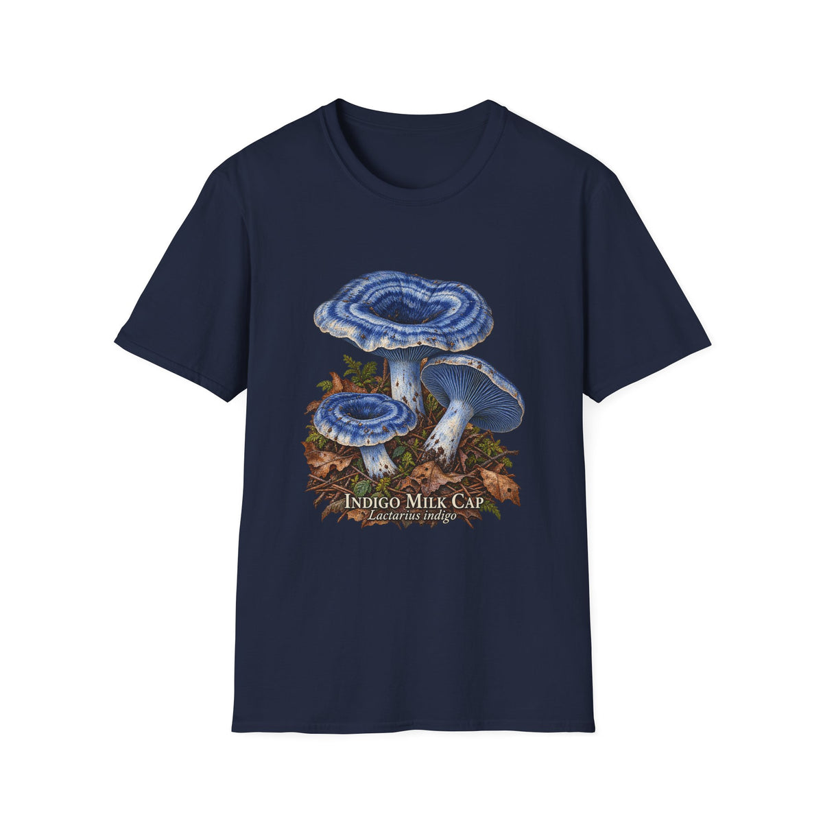 Indigo Milk Cap Mushroom T-Shirt — Woodland Study