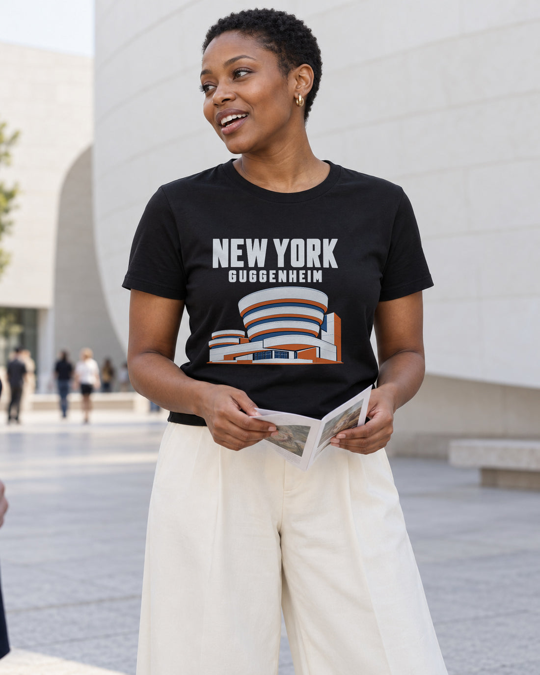 Illustrative lifestyle scene of the Guggenheim Museum New York Architecture T-Shirt.
